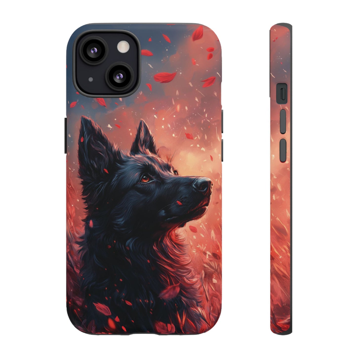 Graceful Canine in Falling Petals Phone Case – iPhone, Google Pixel, Samsung Galaxy