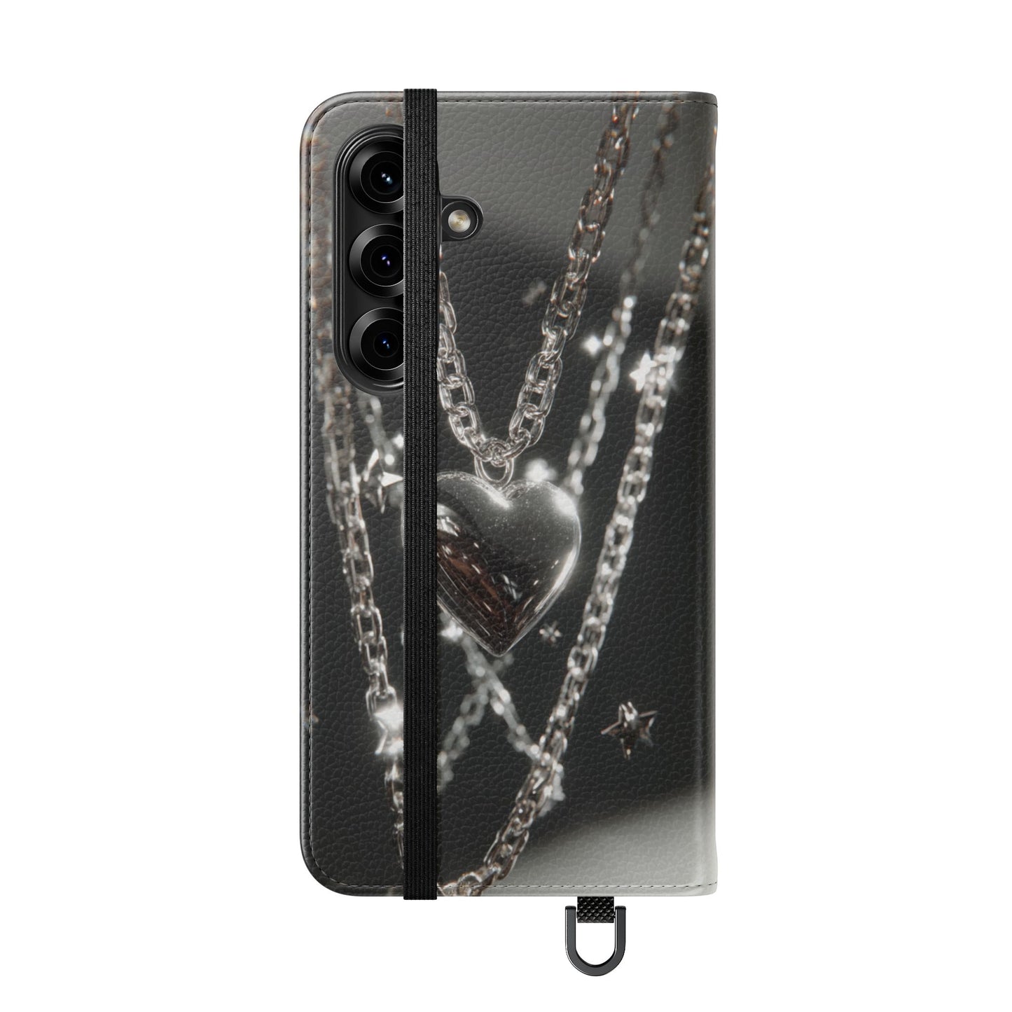 Silver Heart Chains - Wallet Flip Case