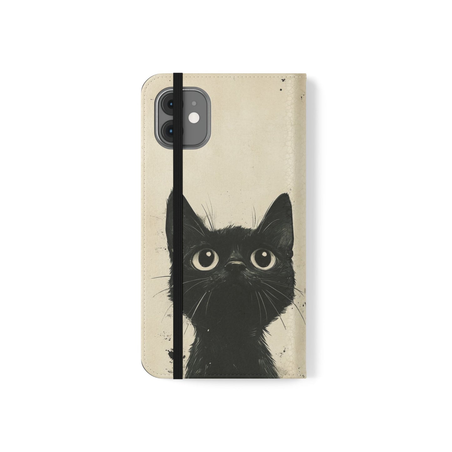 Black Cat Ink Sketch - Wallet Flip Case