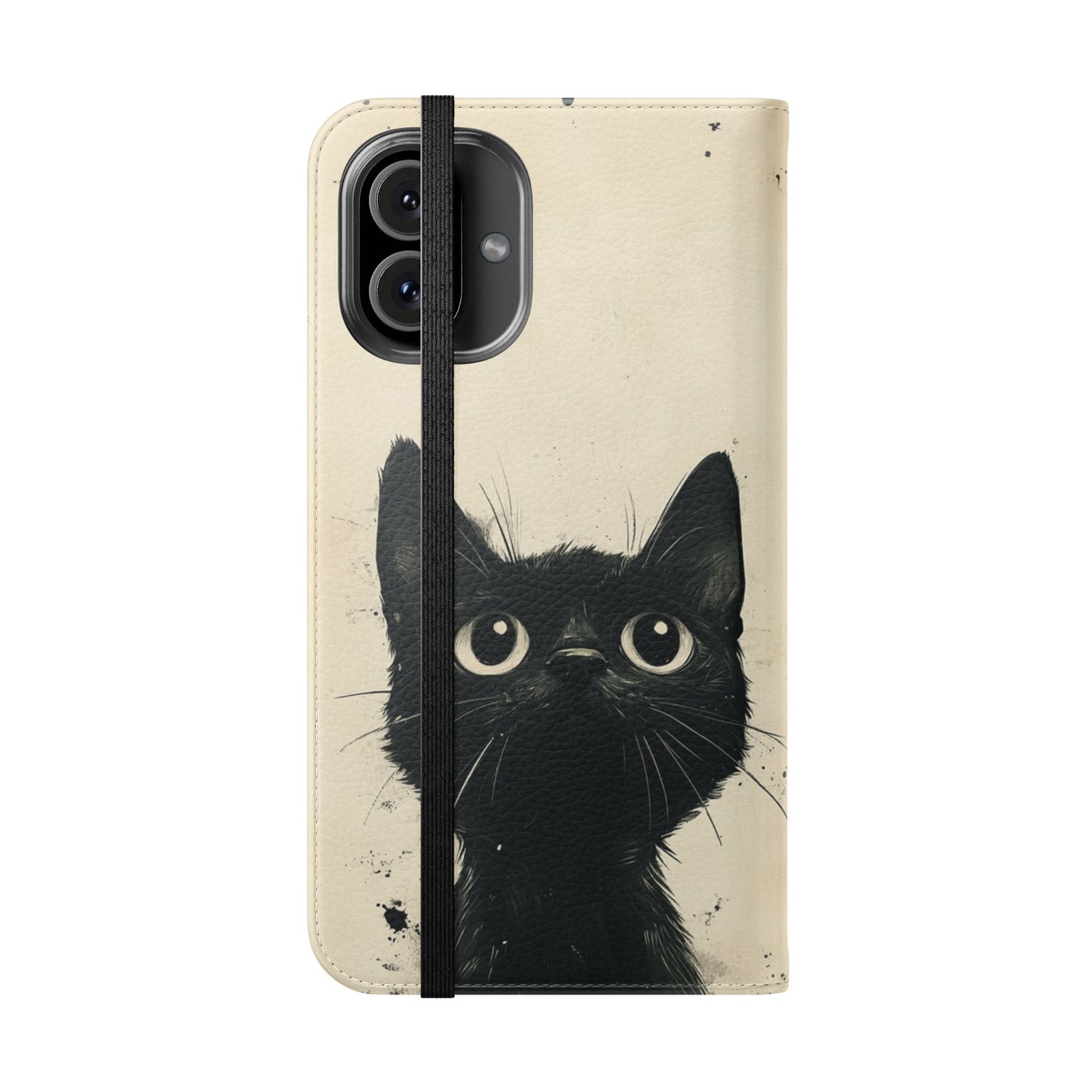 Black Cat Ink Sketch - Wallet Flip Case