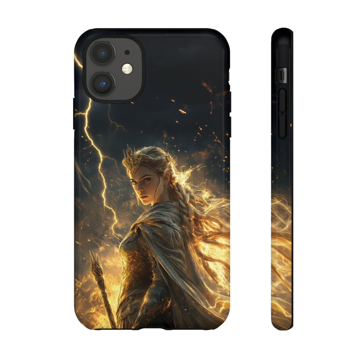 Elf Queen Golden Lightning Storm Crown - Tough iPhone Case