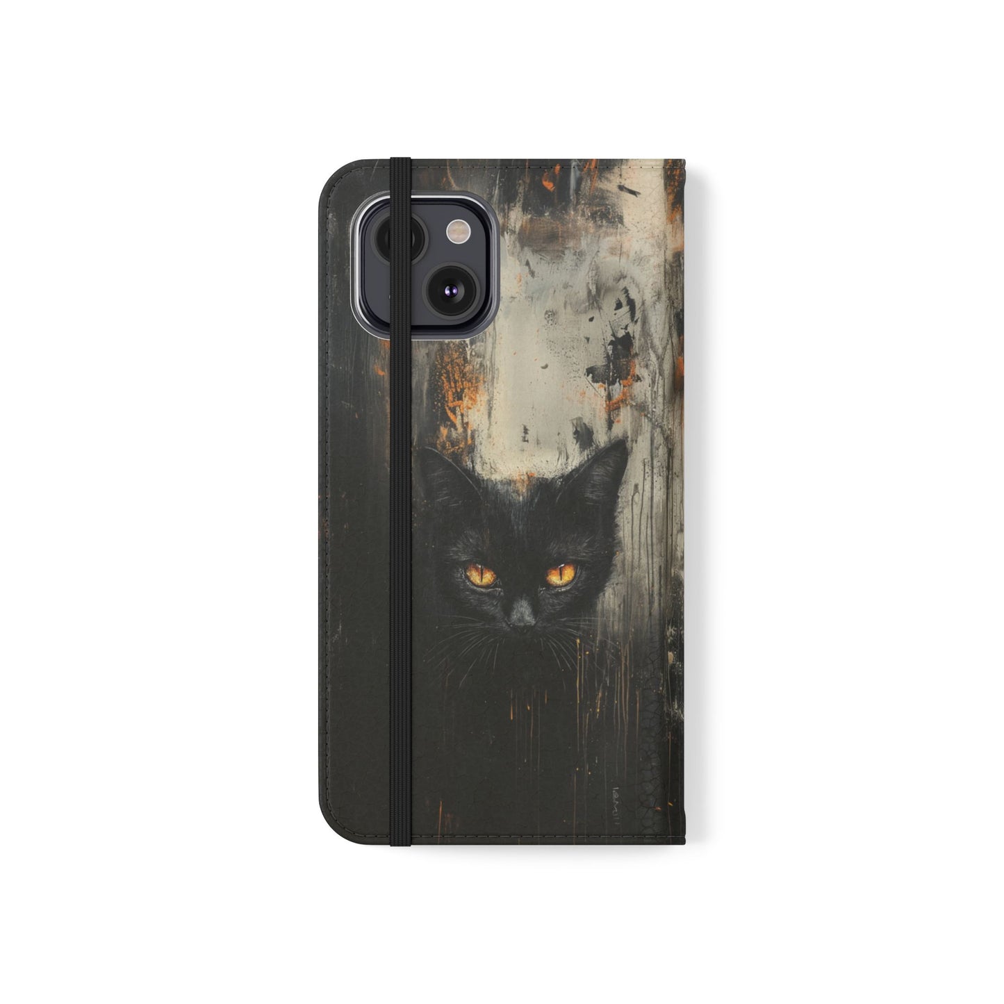 Black Cat Shadow Gaze - Wallet Flip Case
