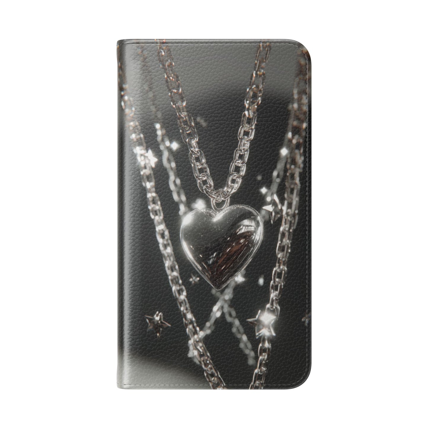 Silver Heart Chains - Wallet Flip Case