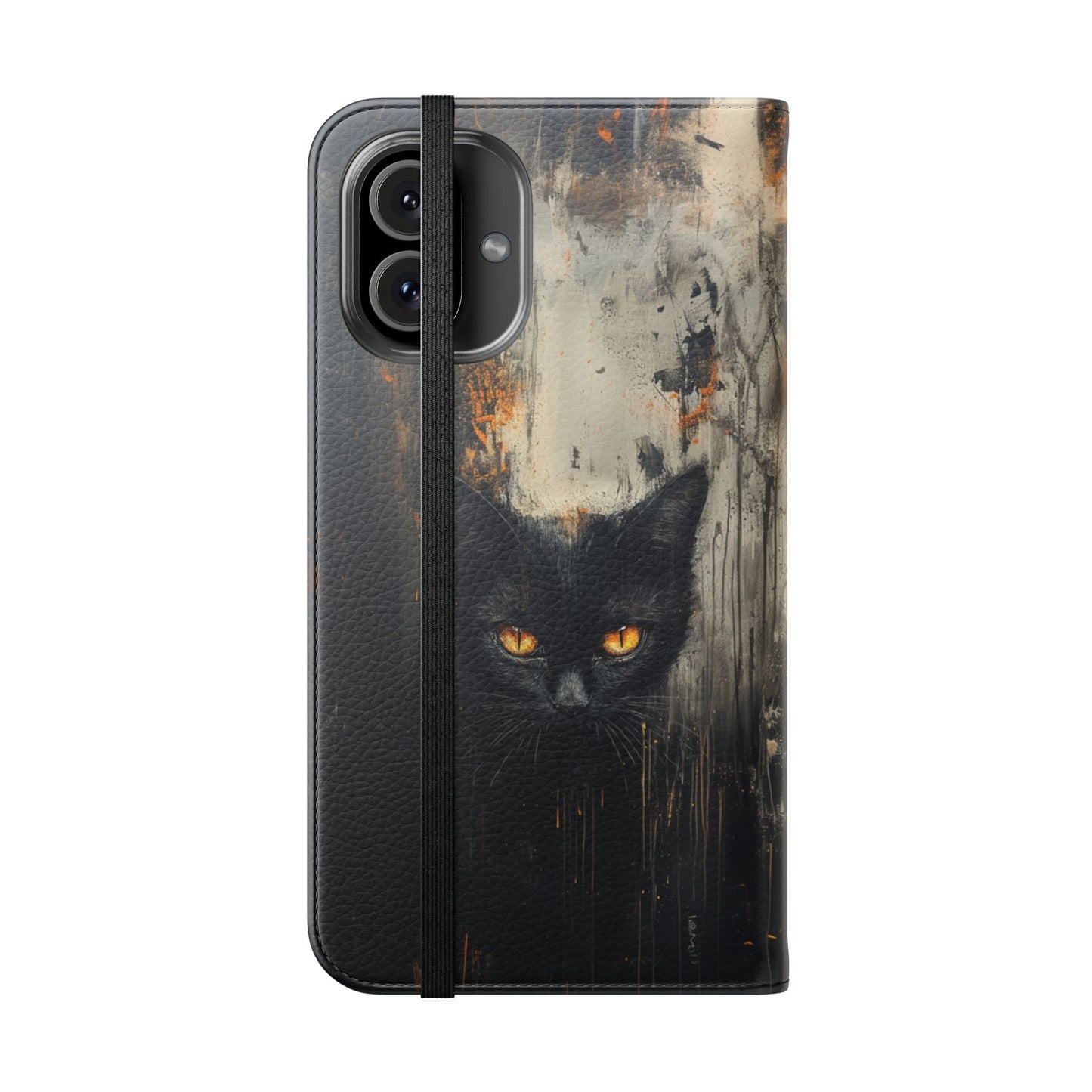 Black Cat Shadow Gaze - Wallet Flip Case