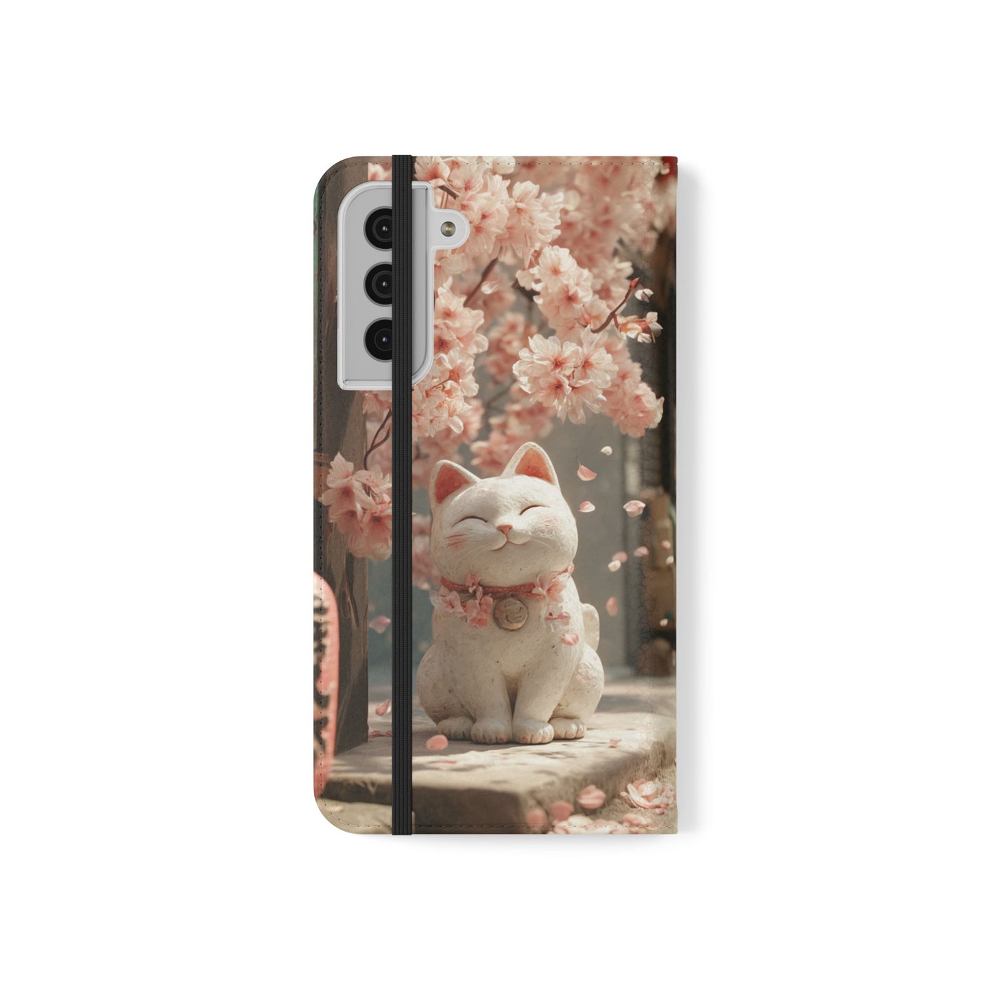 Sakura Lucky Cat - Wallet Flip Case
