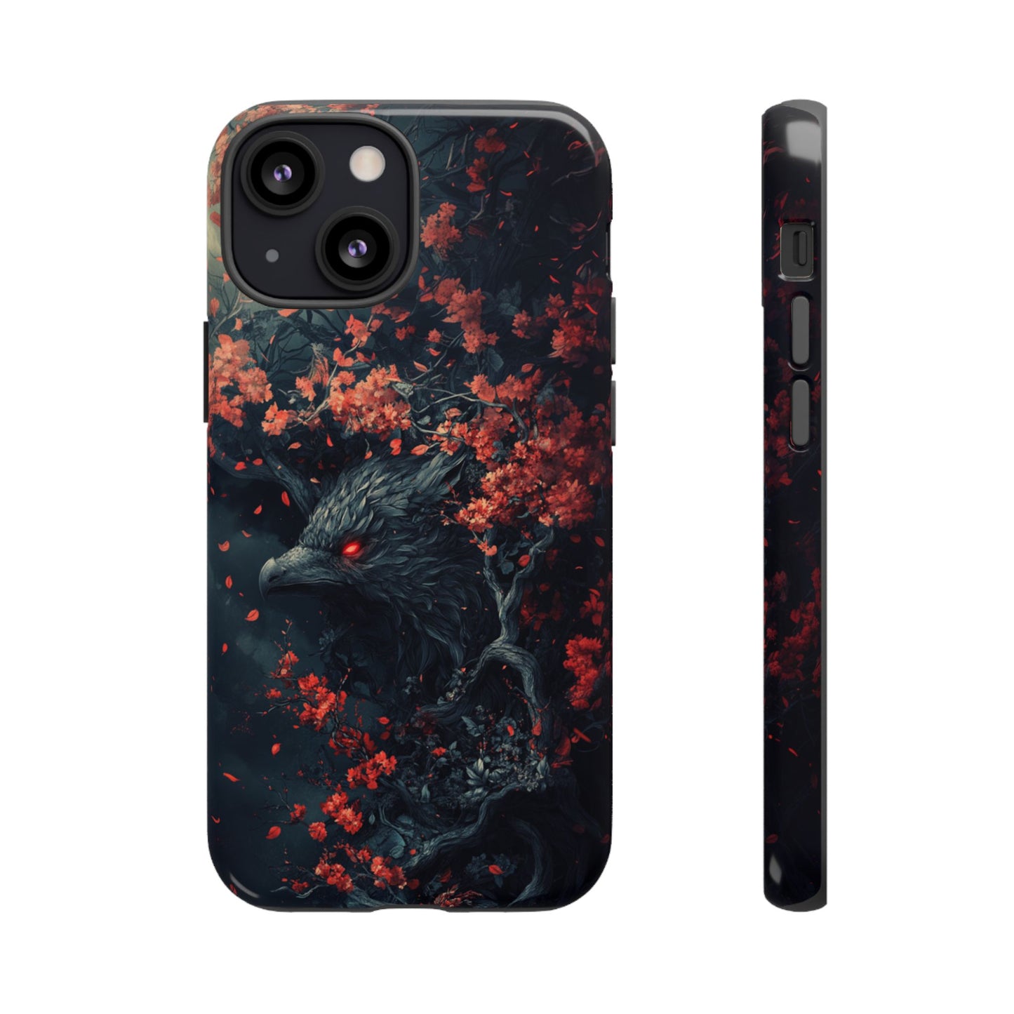 Crimson Raven Bloom – Tough iPhone Case