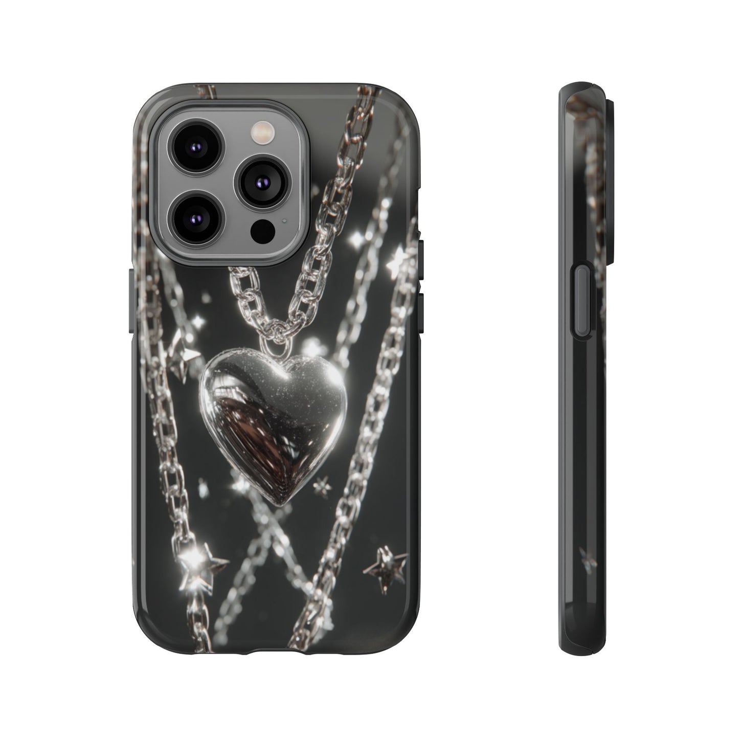 Silver Heart Chains - Tough iPhone Case