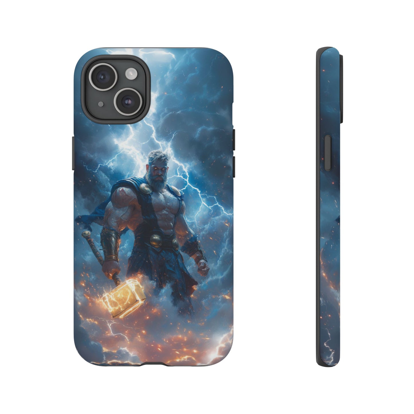 Thunderous Might: Thor Wielding Mjölnir Phone Case - iPhone, Google Pixel, Samsung