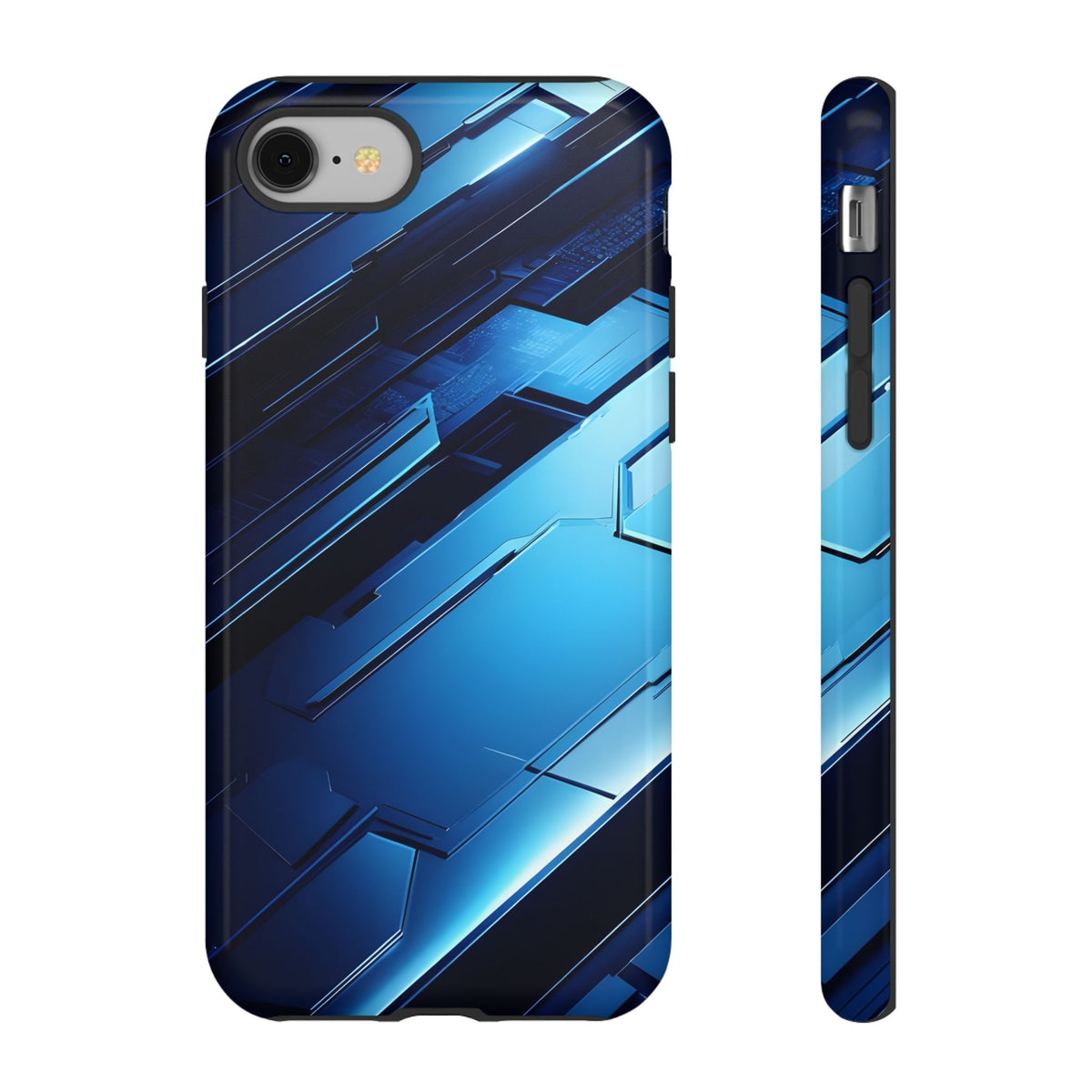 Blue Tech Matrix - Tough iPhone Case