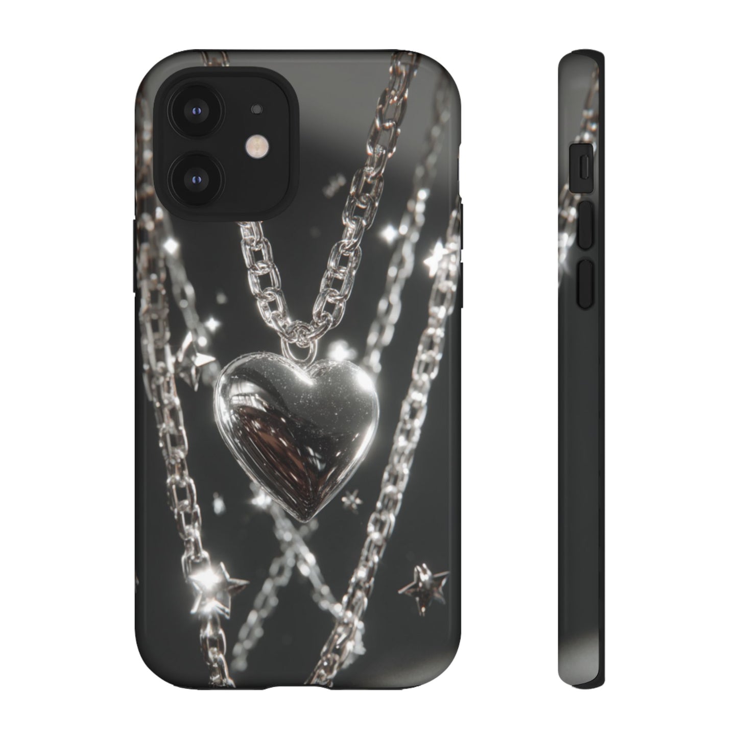 Silver Heart Chains - Tough iPhone Case