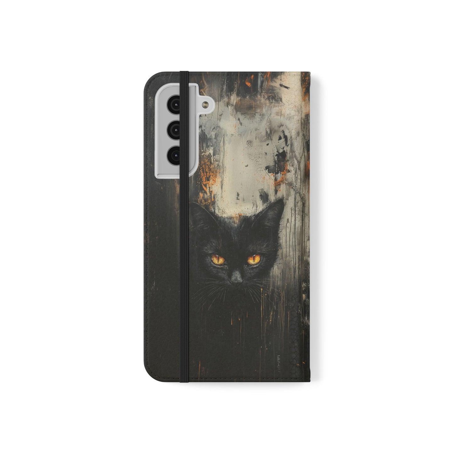 Black Cat Shadow Gaze - Wallet Flip Case