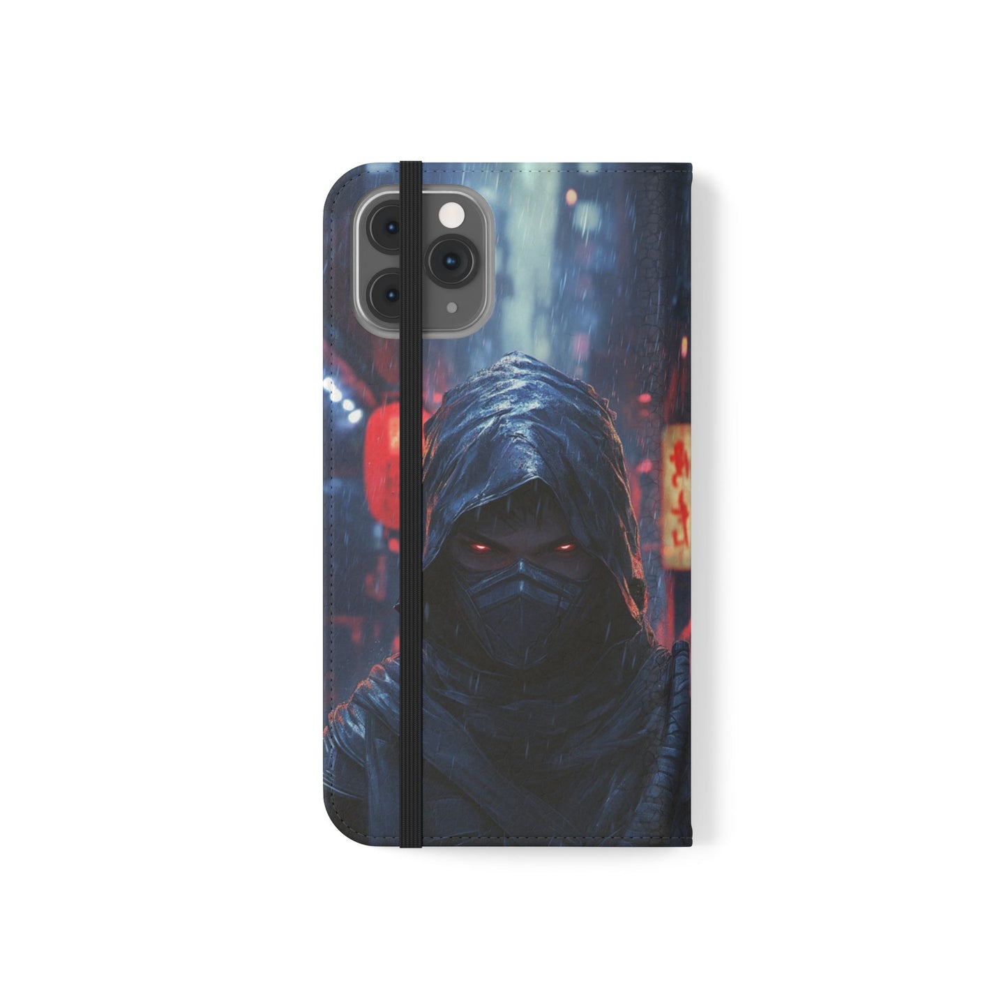 Cyberpunk Ninja Red Eyes Rain - Wallet Flip Case