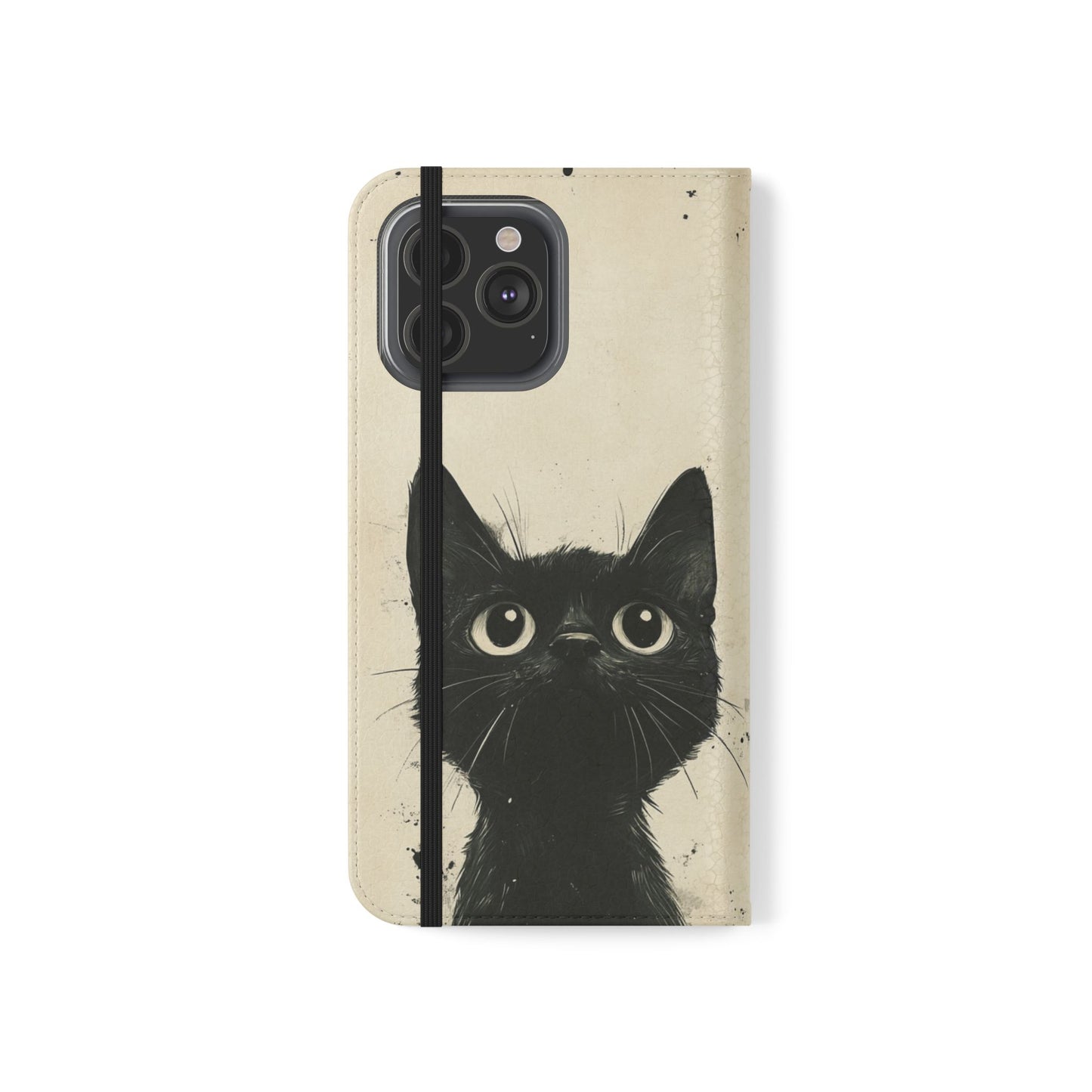 Black Cat Ink Sketch - Wallet Flip Case