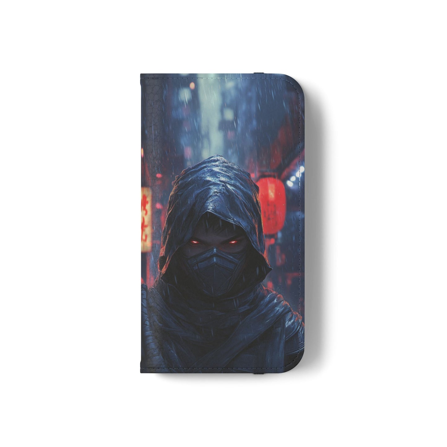 Cyberpunk Ninja Red Eyes Rain - Wallet Flip Case