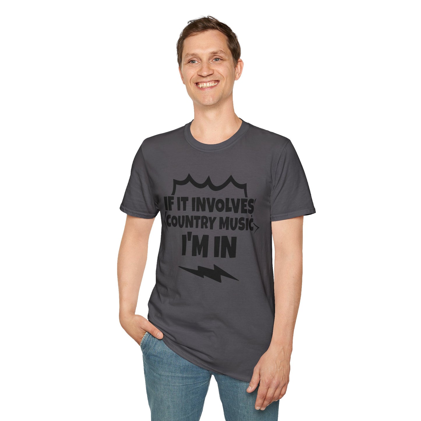 "If It Involves Country Music I'm In" Unisex Soft-Style T-Shirt