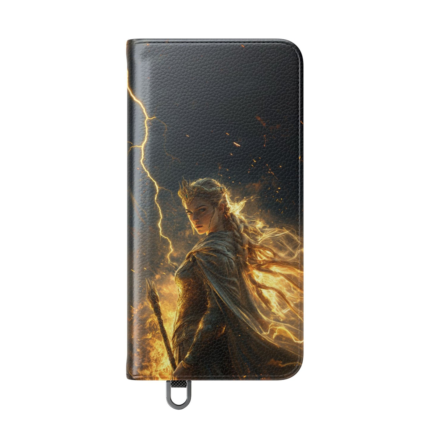 Elf Queen Golden Lightning Storm Crown - Wallet Flip Case