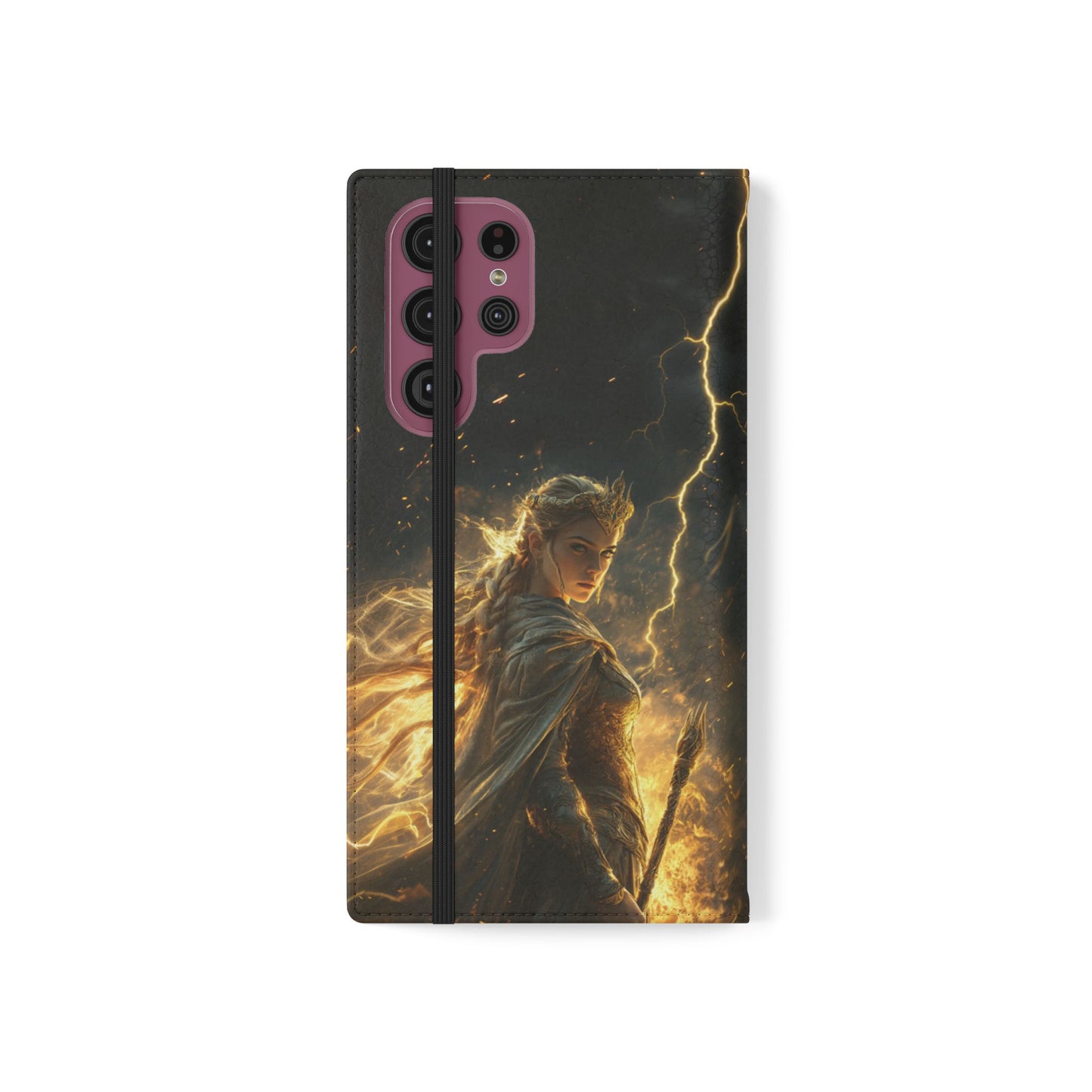 Elf Queen Golden Lightning Storm Crown - Wallet Flip Case