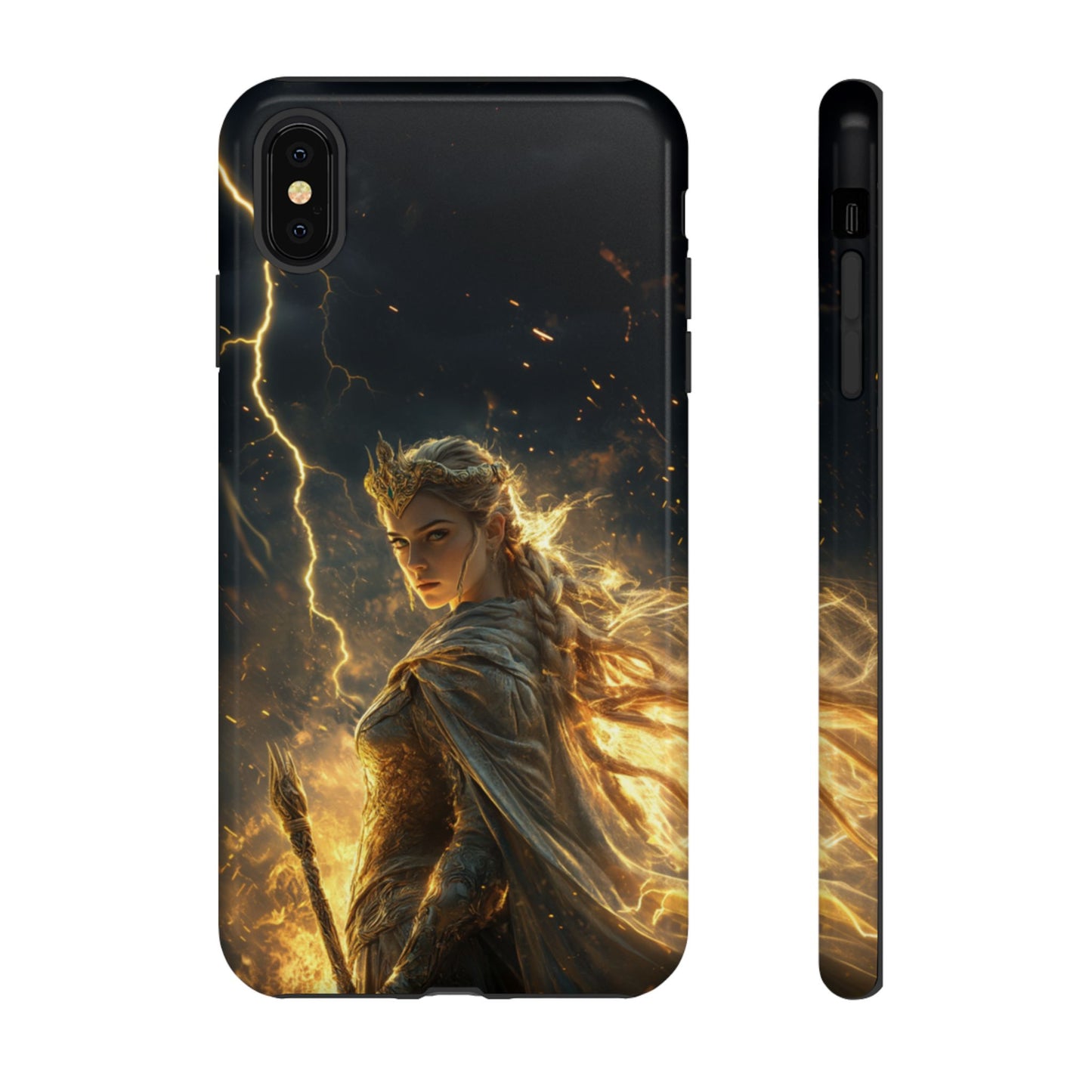 Elf Queen Golden Lightning Storm Crown - Tough iPhone Case