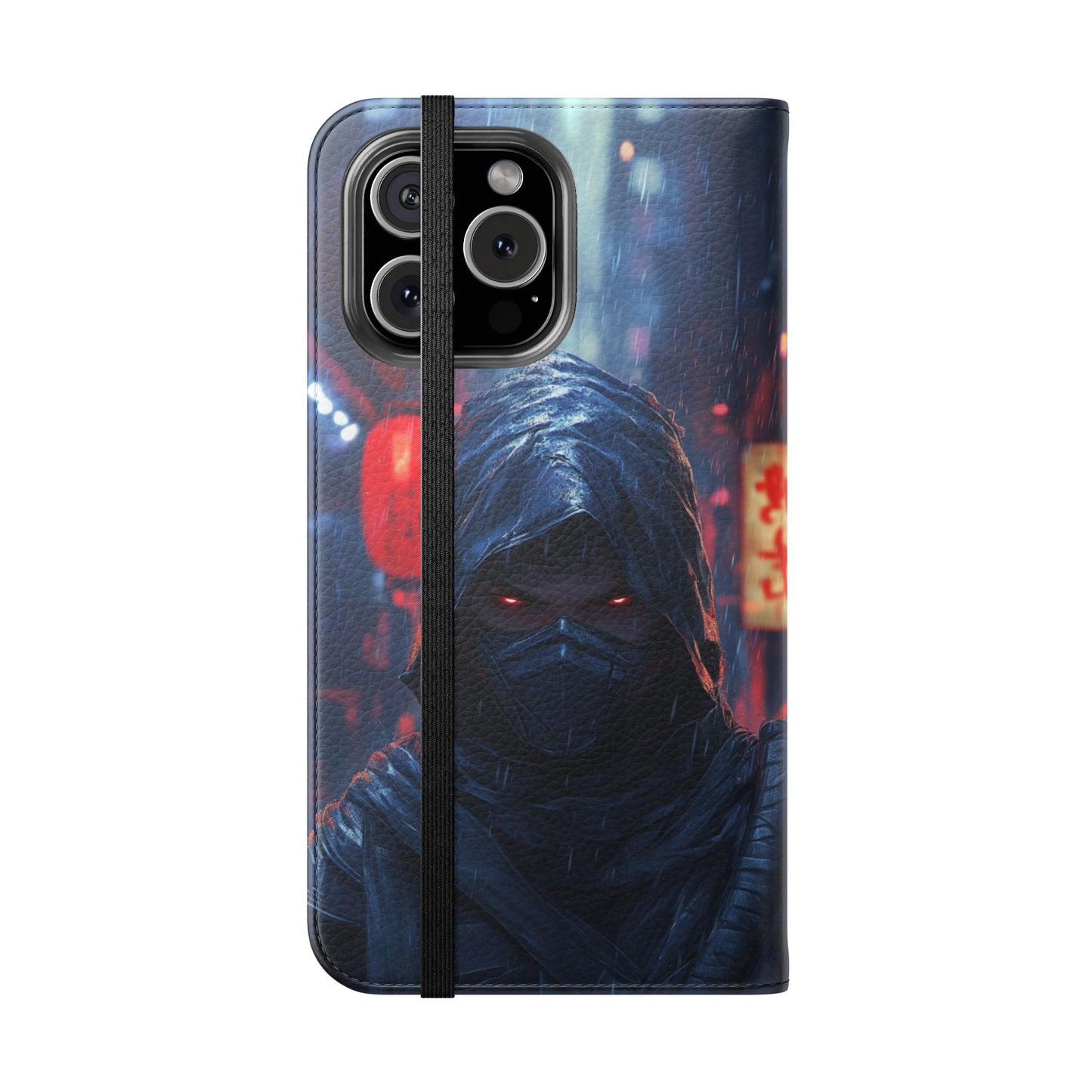 Cyberpunk Ninja Red Eyes Rain - Wallet Flip Case