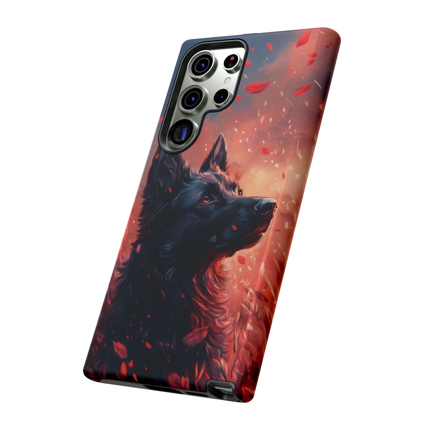 Graceful Canine in Falling Petals Phone Case – iPhone, Google Pixel, Samsung Galaxy