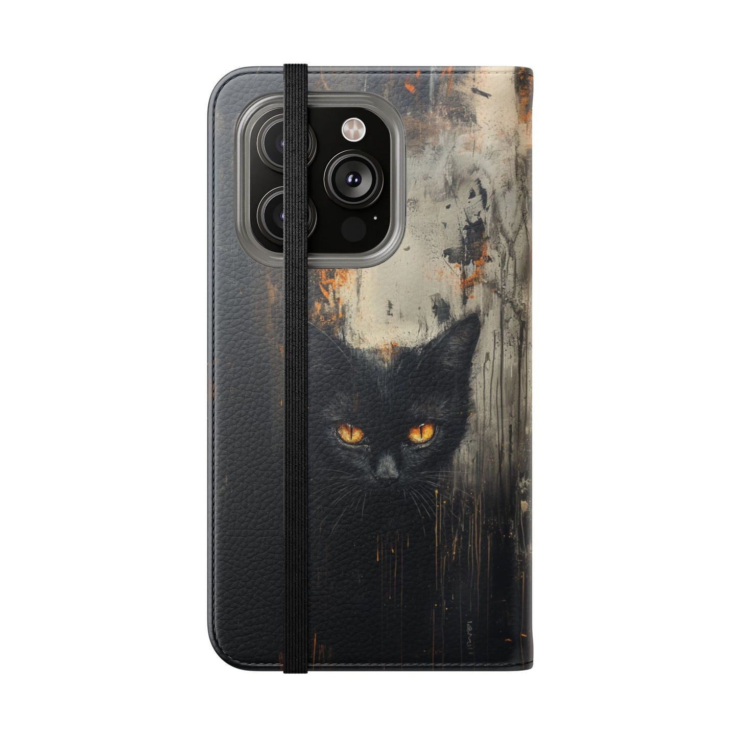 Black Cat Shadow Gaze - Wallet Flip Case