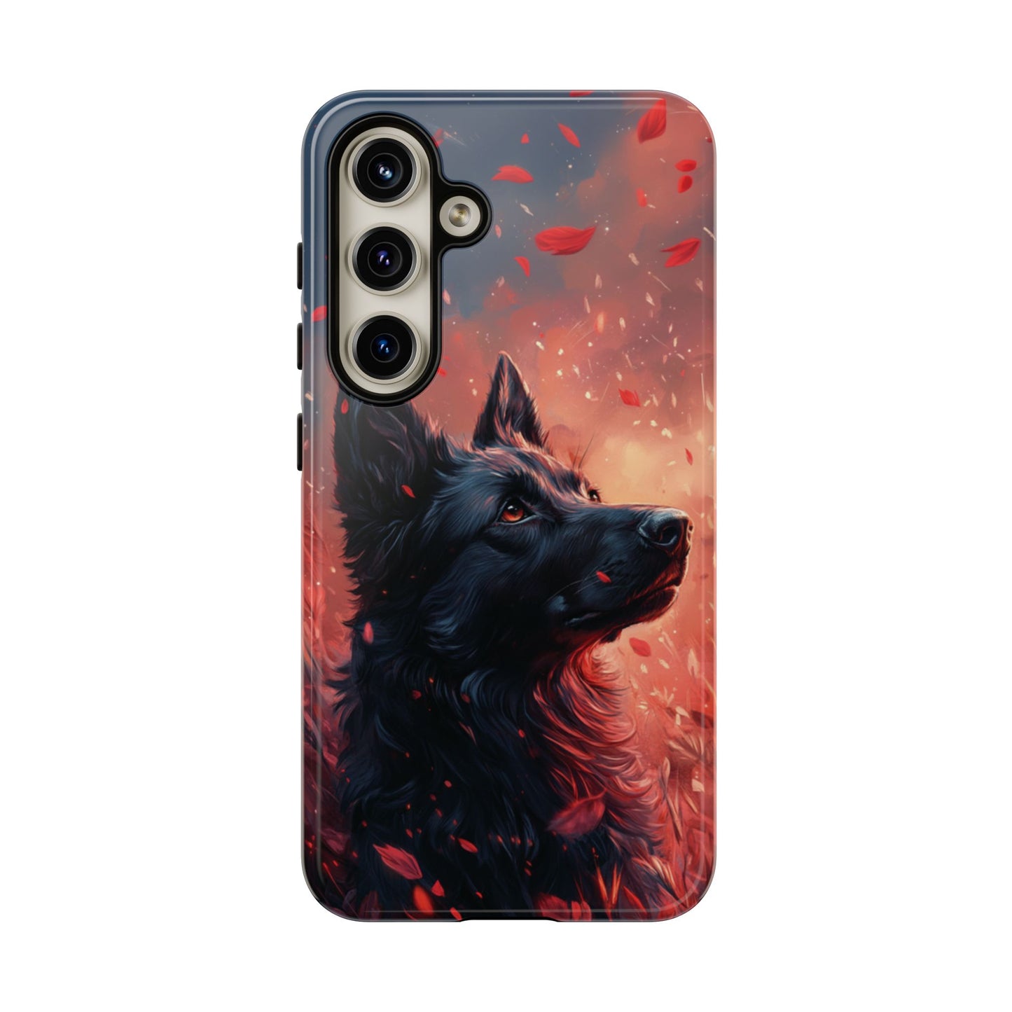 Graceful Canine in Falling Petals Phone Case – iPhone, Google Pixel, Samsung Galaxy