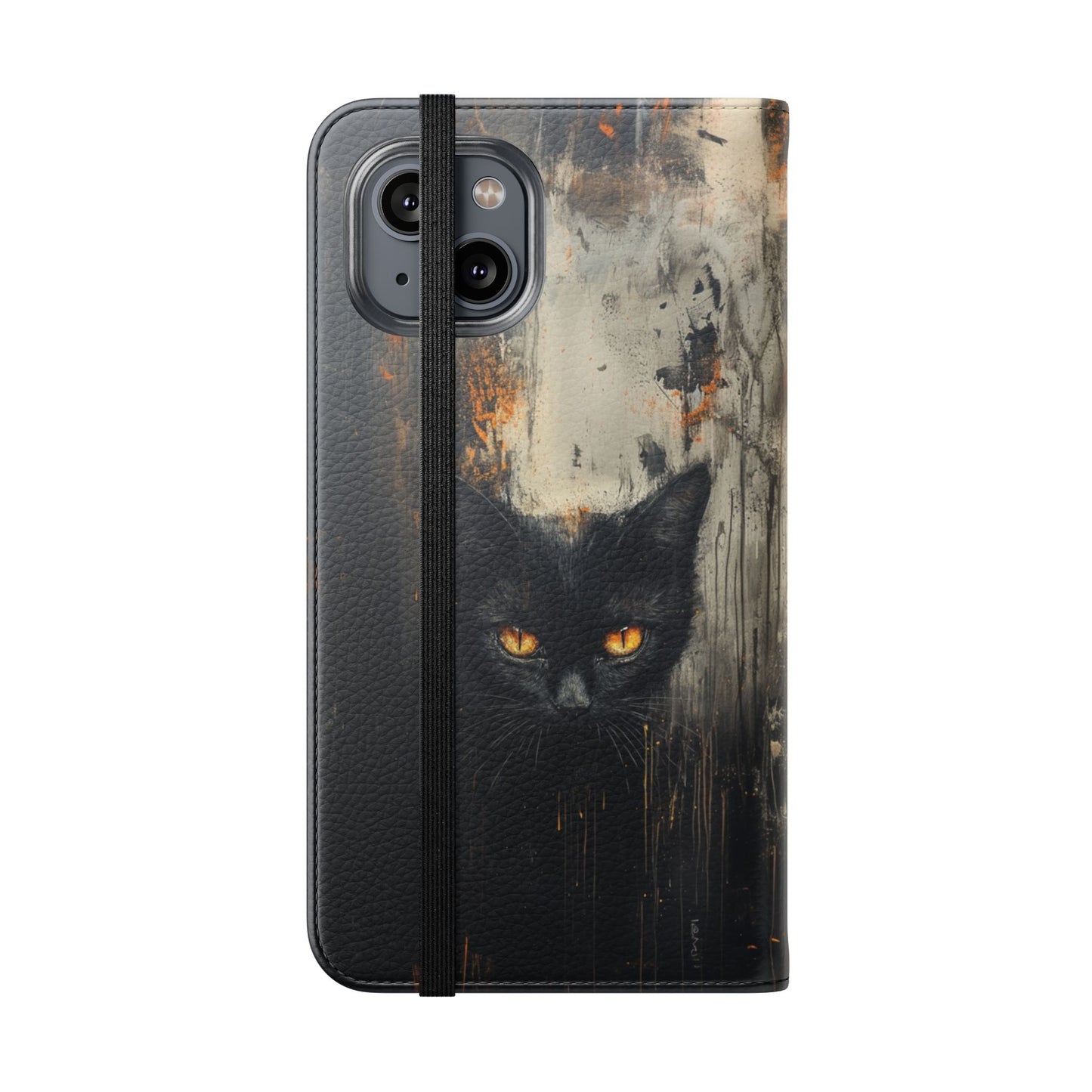 Black Cat Shadow Gaze - Wallet Flip Case