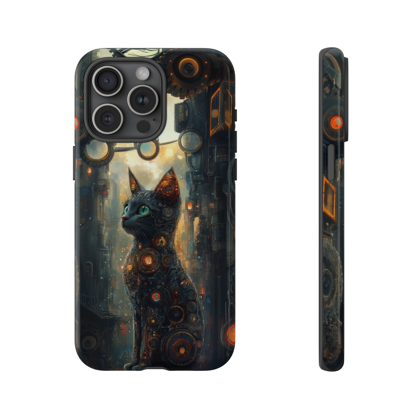 Cybernetic Steampunk Cat Phone Case – iPhone, Google Pixel, Samsung Galaxy