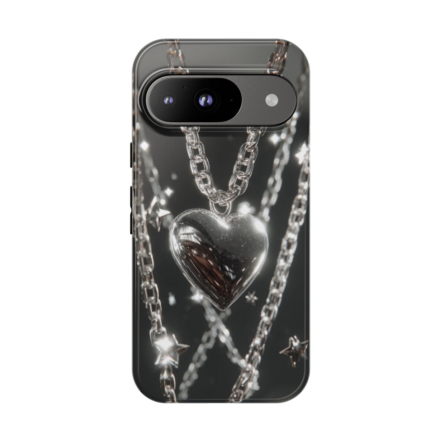 Silver Heart Chains - Tough Google Pixel Case