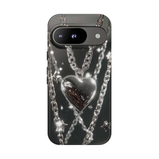 Silver Heart Chains - Tough Google Pixel Case