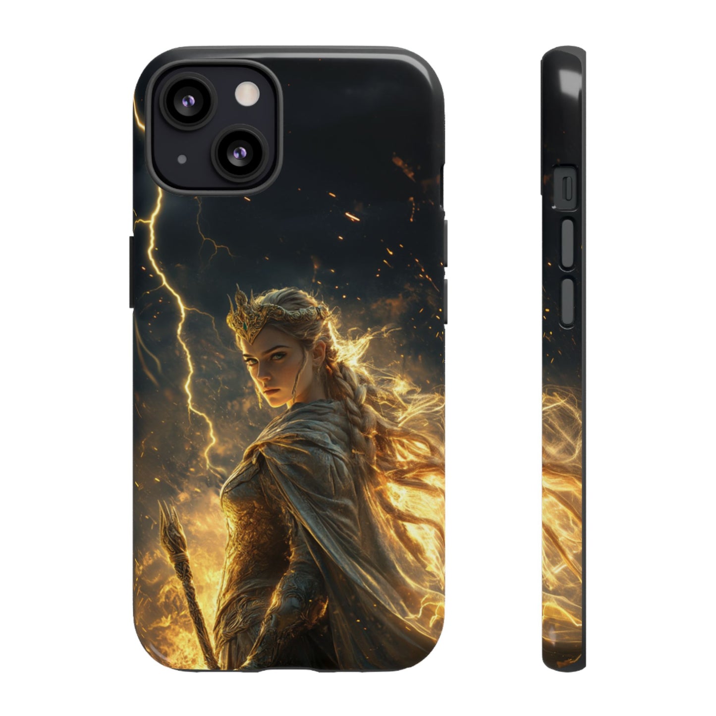 Elf Queen Golden Lightning Storm Crown - Tough iPhone Case
