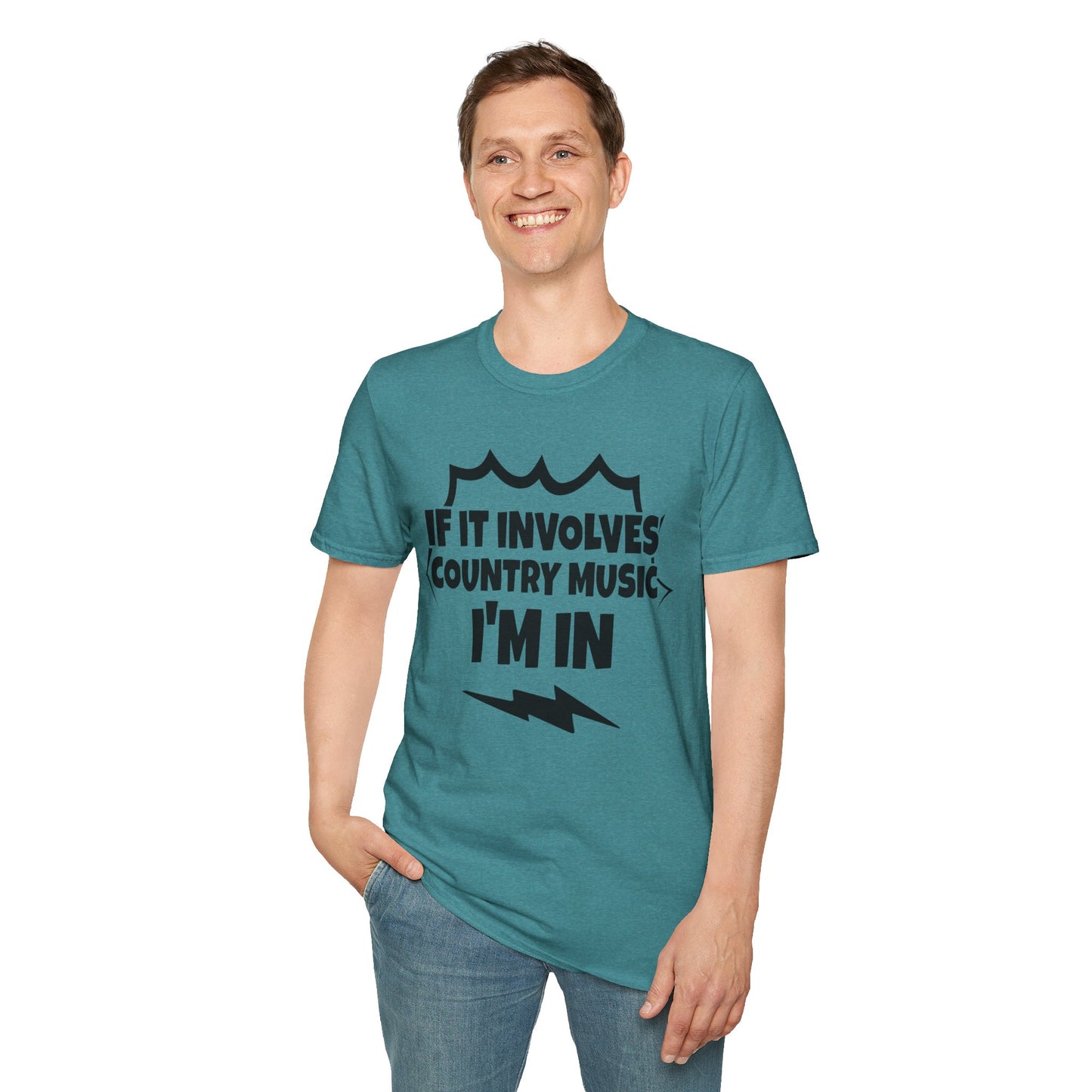 "If It Involves Country Music I'm In" Unisex Soft-Style T-Shirt