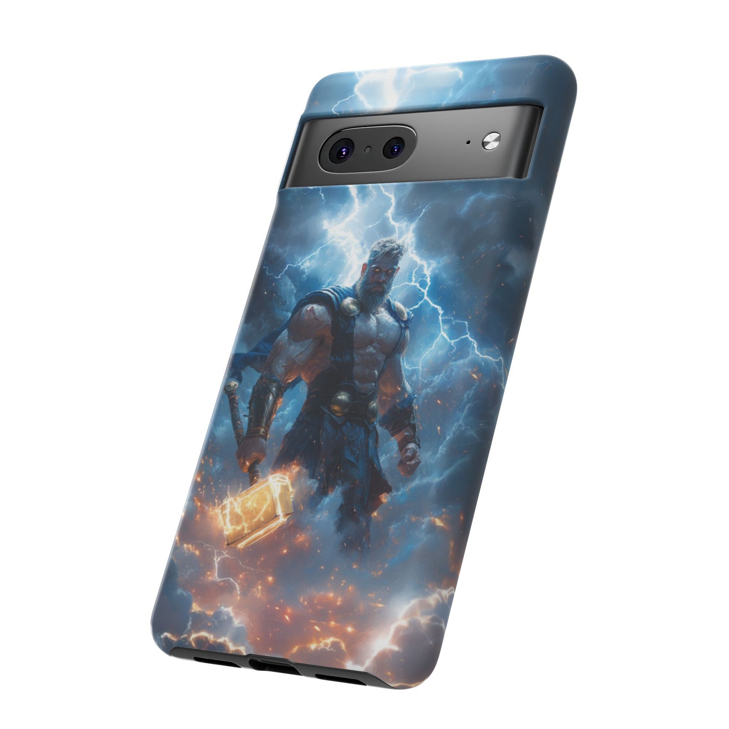 Thunderous Might: Thor Wielding Mjölnir Phone Case - iPhone, Google Pixel, Samsung