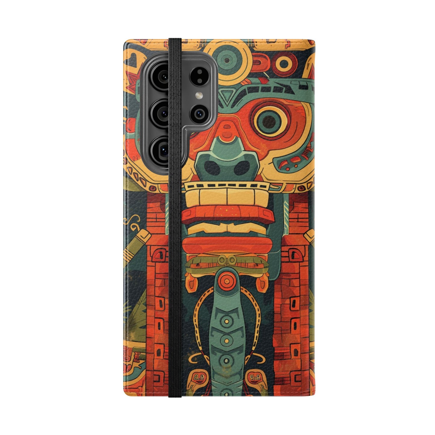 Aztec Totem Mask - Wallet Flip Case