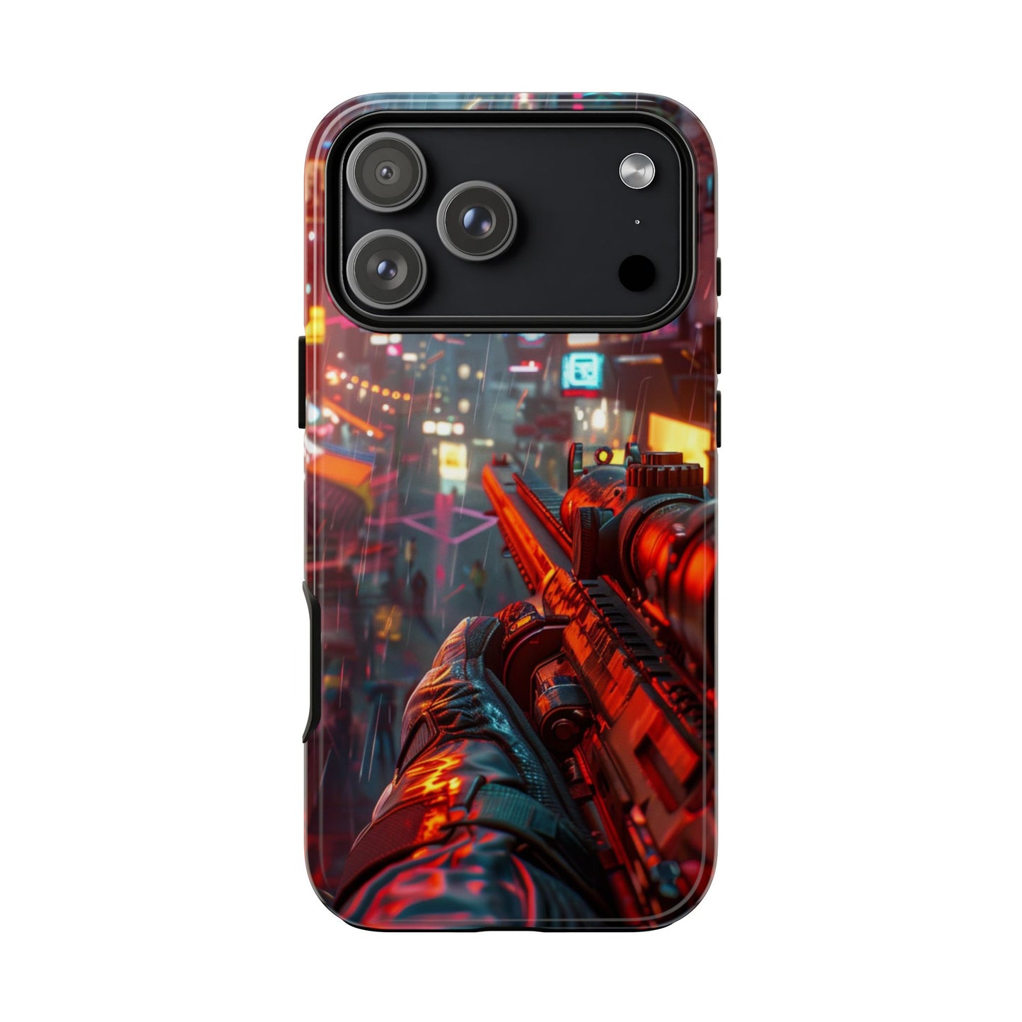 Neon Rain Sniper – Tough iPhone Case