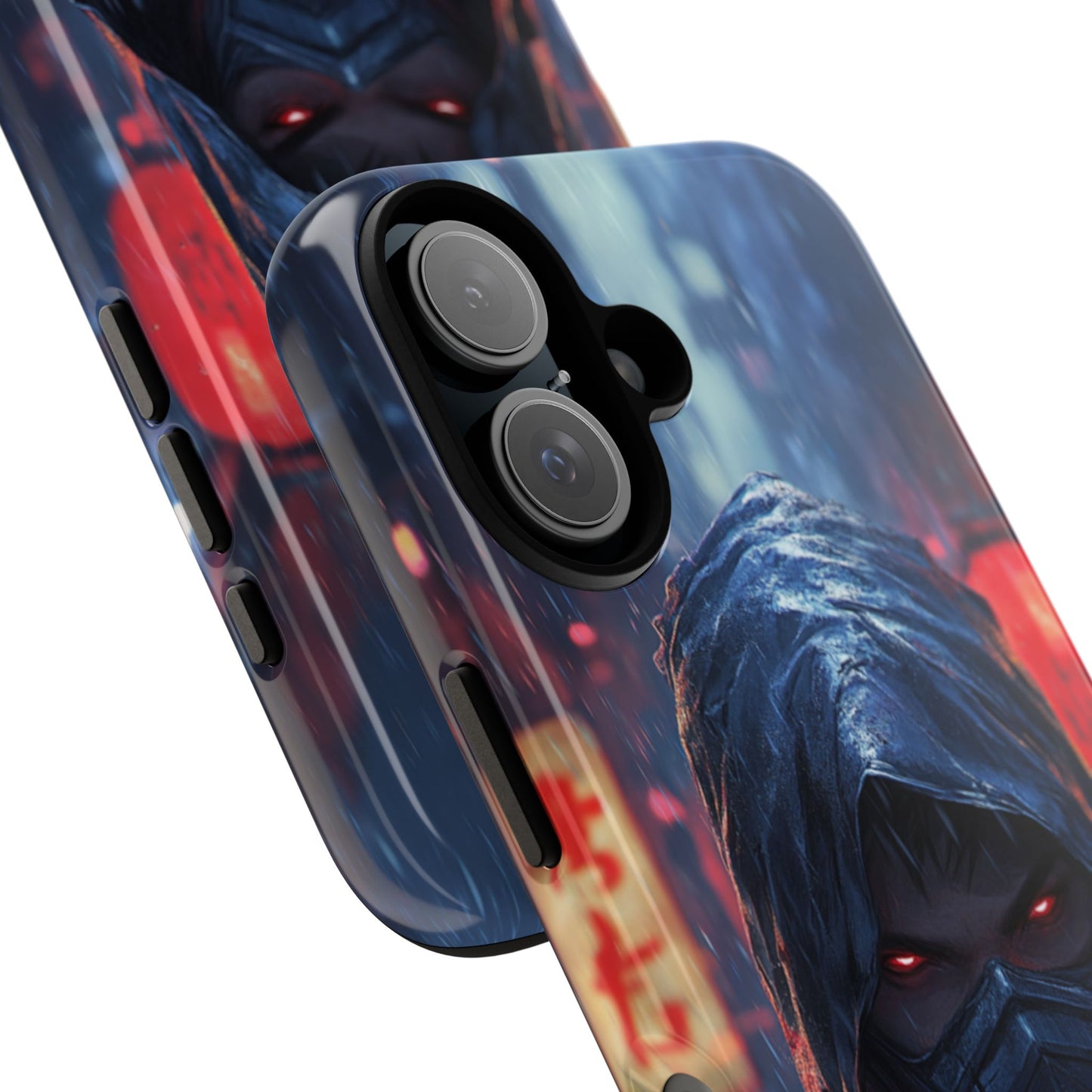 Cyberpunk Ninja Red Eyes Rain - Tough iPhone Case