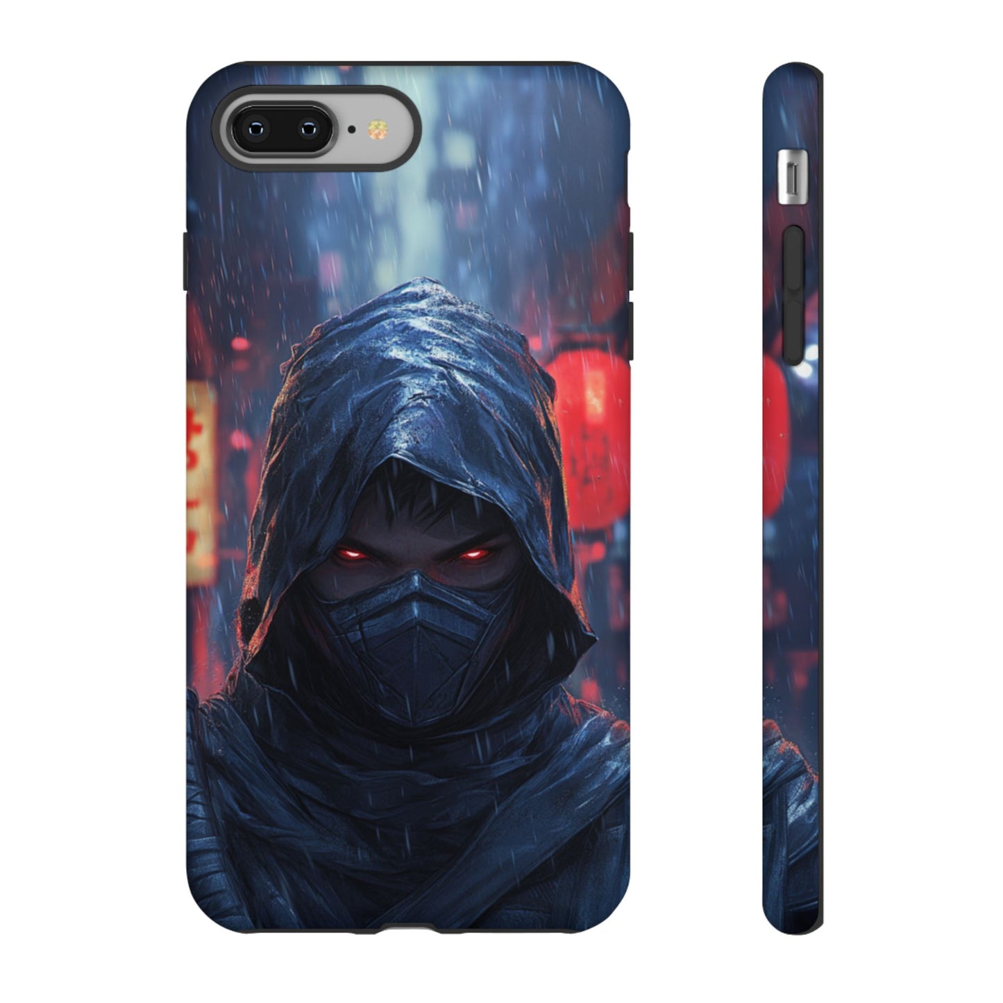 Cyberpunk Ninja Red Eyes Rain - Tough iPhone Case