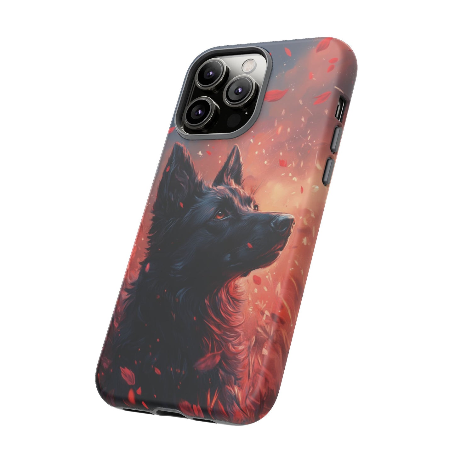 Graceful Canine in Falling Petals Phone Case – iPhone, Google Pixel, Samsung Galaxy