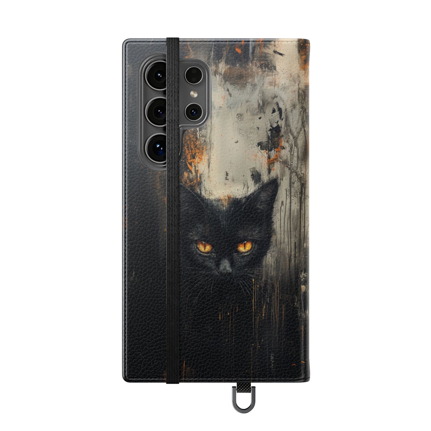 Black Cat Shadow Gaze - Wallet Flip Case