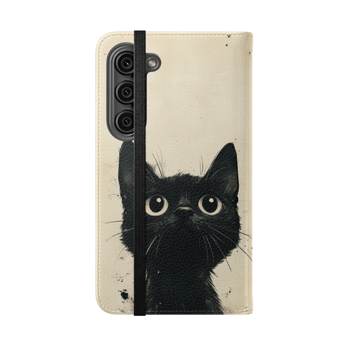 Black Cat Ink Sketch - Wallet Flip Case