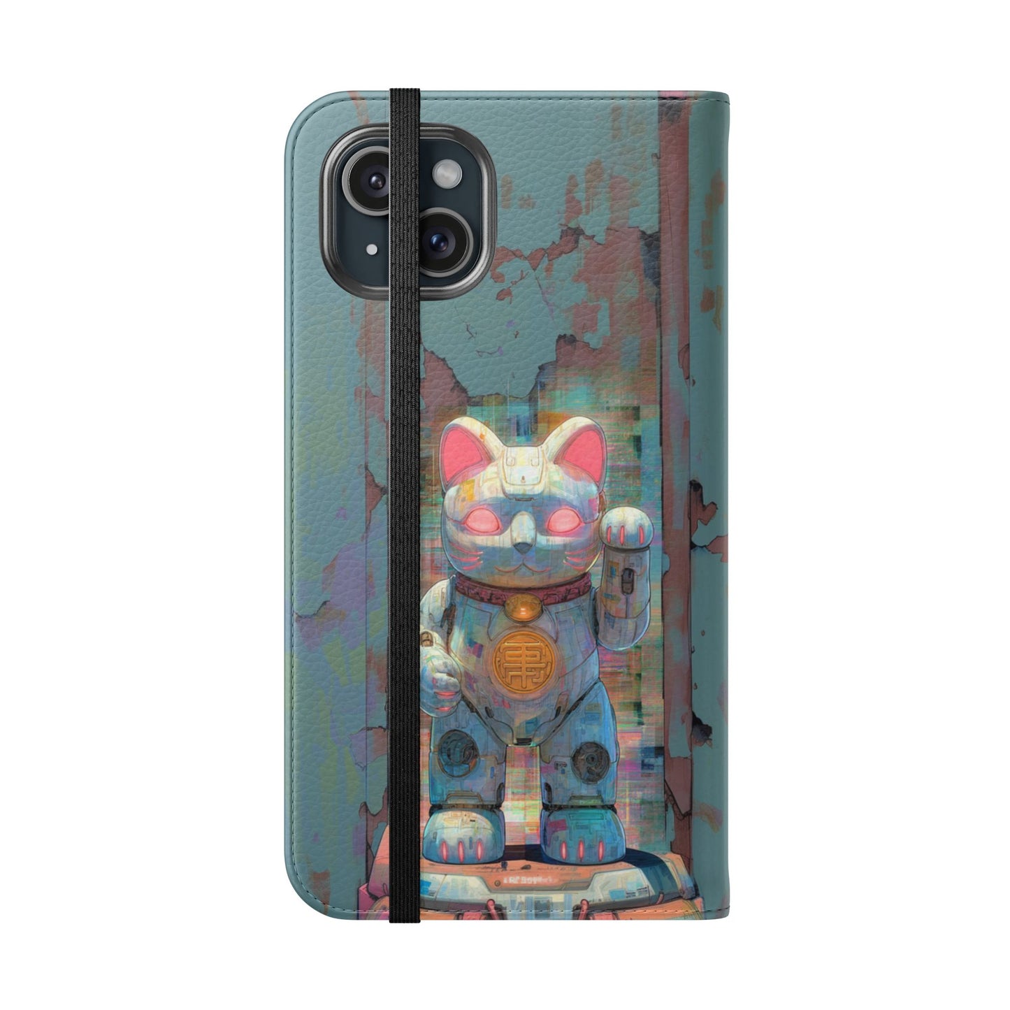 Cyber Lucky Cat - Wallet Flip Case
