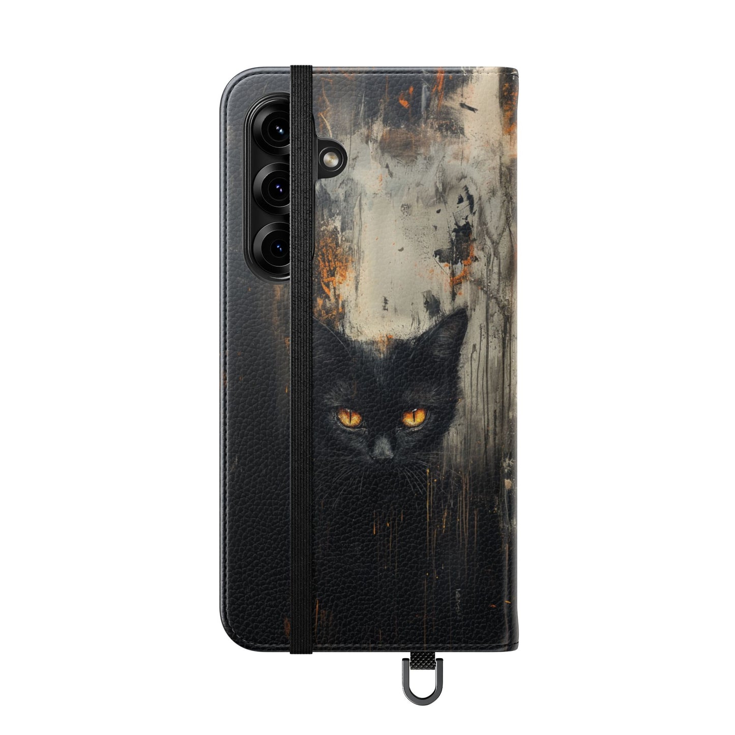 Black Cat Shadow Gaze - Wallet Flip Case