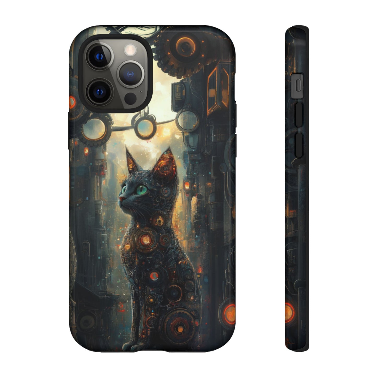 Cybernetic Steampunk Cat Phone Case – iPhone, Google Pixel, Samsung Galaxy