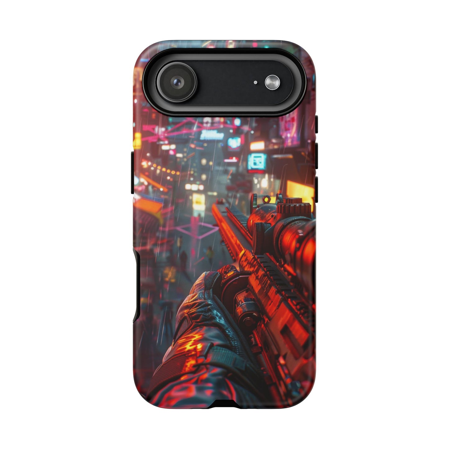 Neon Rain Sniper – Tough iPhone Case