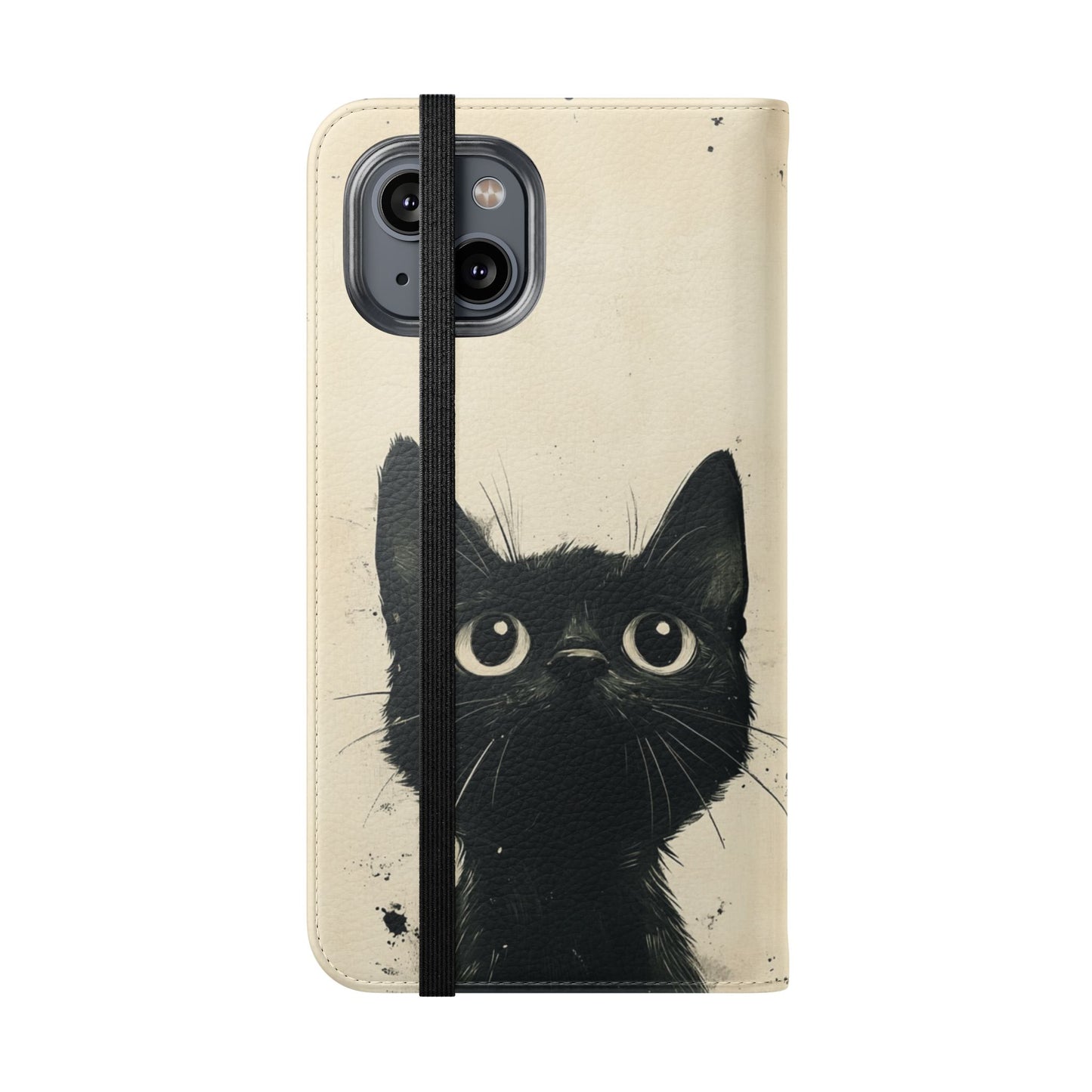 Black Cat Ink Sketch - Wallet Flip Case