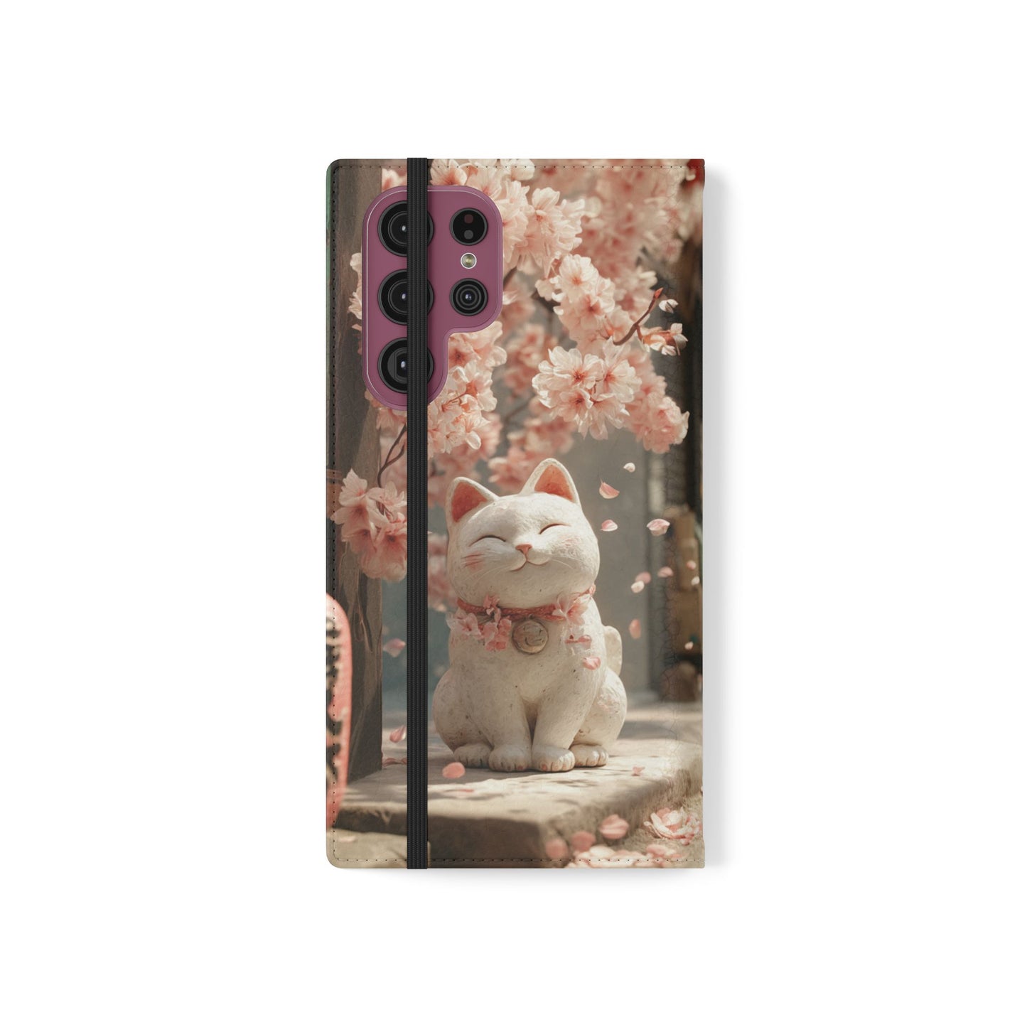 Sakura Lucky Cat - Wallet Flip Case