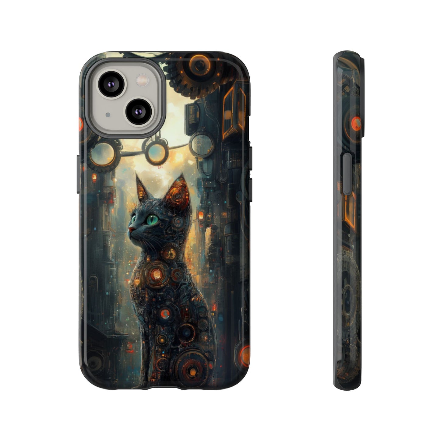 Cybernetic Steampunk Cat Phone Case – iPhone, Google Pixel, Samsung Galaxy