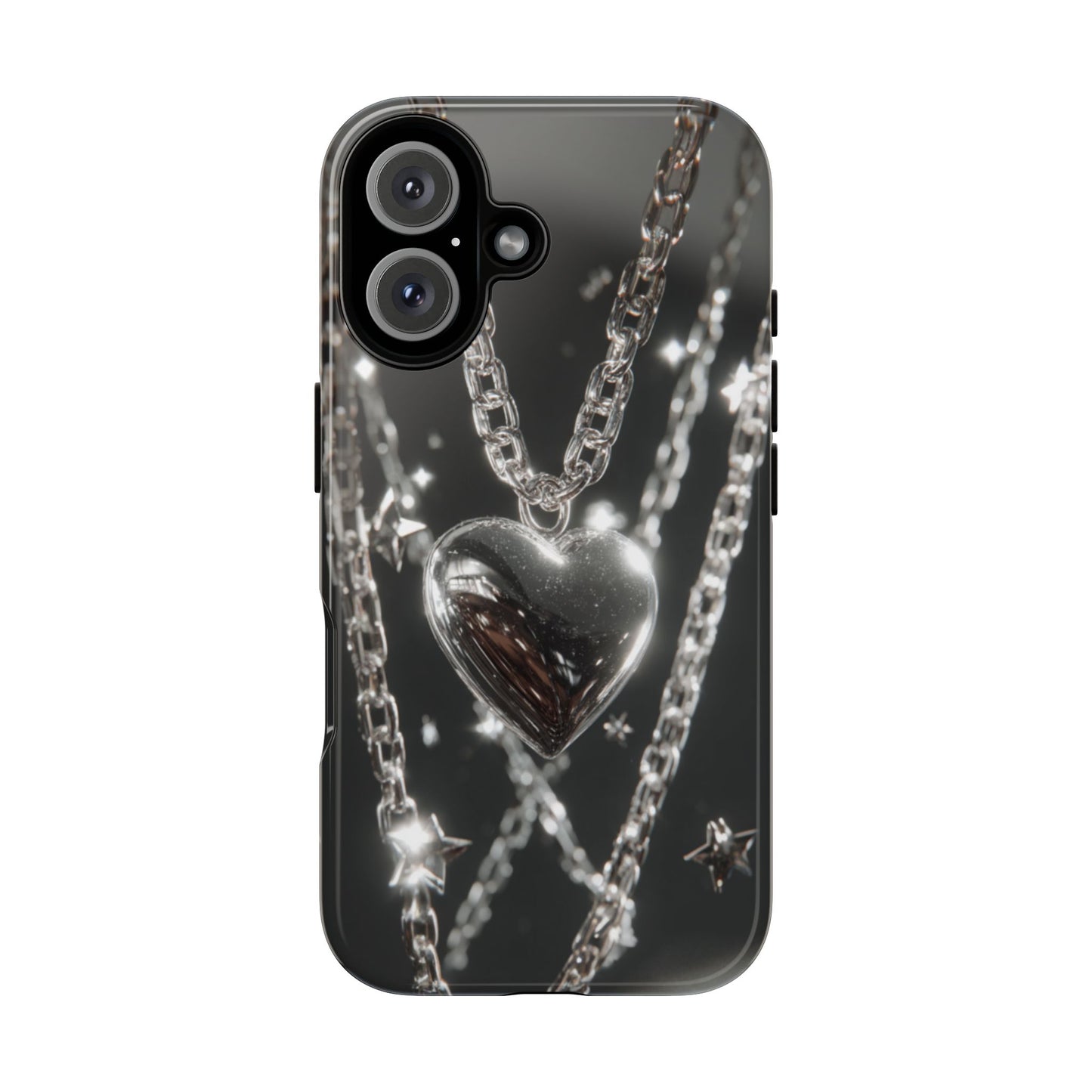 Silver Heart Chains - Tough iPhone Case