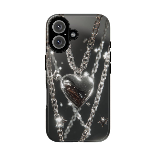 Silver Heart Chains - Tough iPhone Case