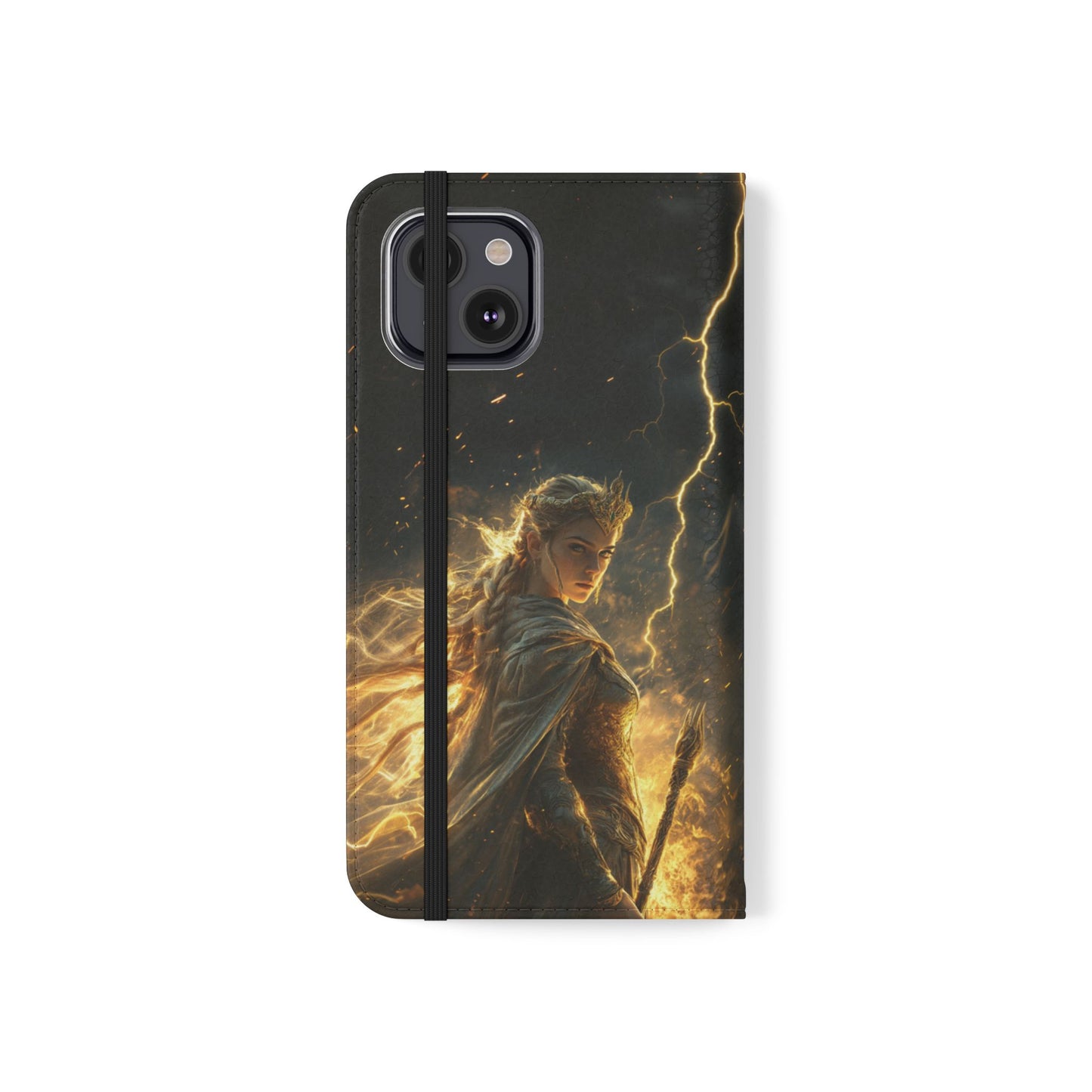 Elf Queen Golden Lightning Storm Crown - Wallet Flip Case